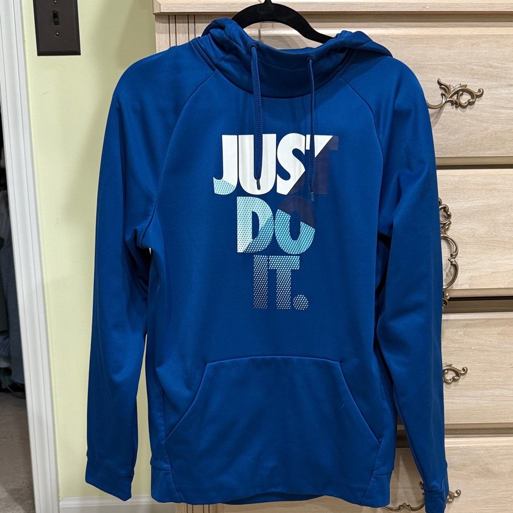 Nike Royal Blue Hoodie with Bold Slogan